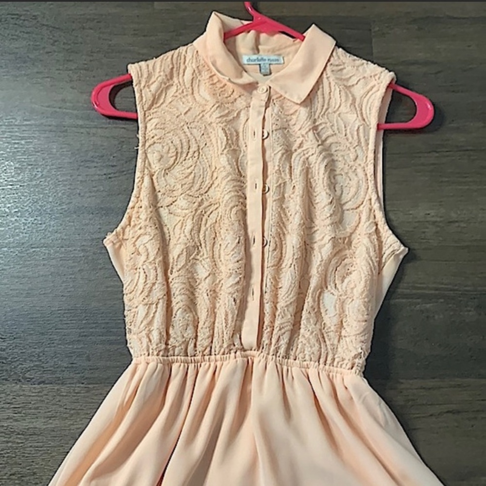 women’s Charlotte Russe Small Rose gold , pink Collar button up Dress